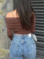 Brown-Solid-Off-Shoulder-Crop-Top-2
