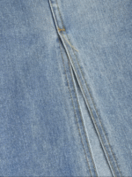 Denim Asymmetric Slit Midi Skirt - Image 4