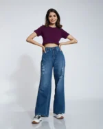 Distressed Wide Leg Denim
