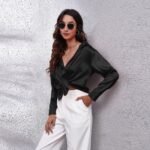 Women Solid Satin Shirt - Image 3