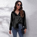 Women Solid Satin Shirt - Image 2