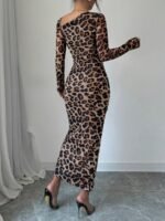Leopard print Rushed bodycon midi dress - Image 2