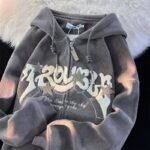 Zipper hooded sweat shirt