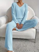 V-Neck Lounge Wear Co Ord Sets for Women - Image 3