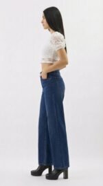 Indigo Mid Rise Wide Leg Jeans - Image 3